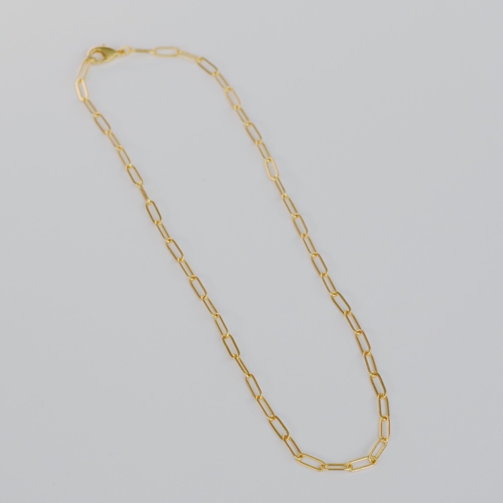 18K Gold Plated Paper Clip Chain Necklace Choker - Picture 5 of 9